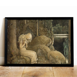Vintage Art John Bauer Gnomes och Troll Poster