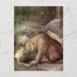 Vintage Art John Bauer Kissed Bear on Nose Vykort