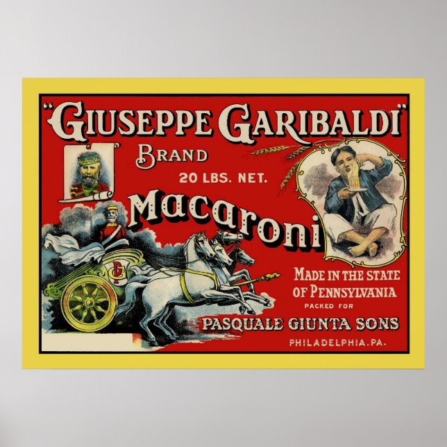 Vintage Art Macaroni-etikett Poster (Framsidan)