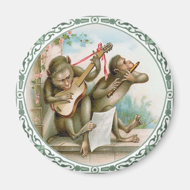 Vintage Art Magnet - Antropomorfiska apor (Framsidan)