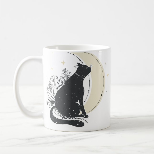 Vintage Art Måne Cat Kaffemugg (Vänster)