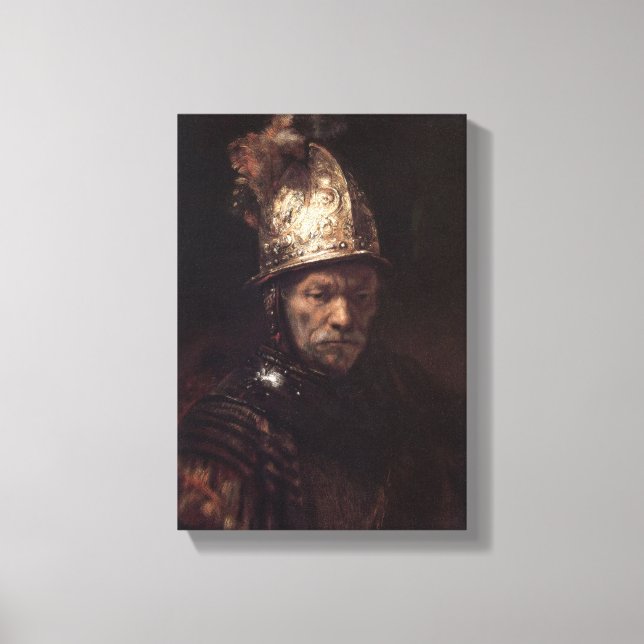 Vintage Art Mannen med Golden Helmet Canvastryck (Framsida)