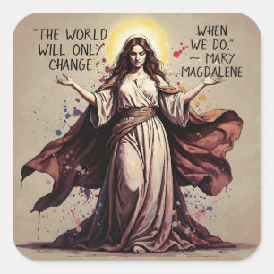 Vintage Art Maria Magdalena Citat Fyrkantigt Klistermärke
