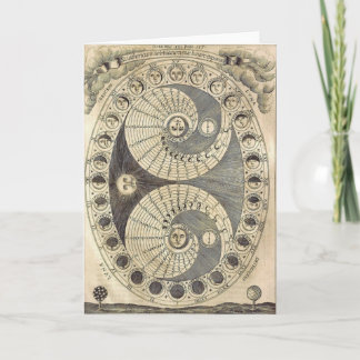 Vintage Art MoonChart - faser i måne Kort