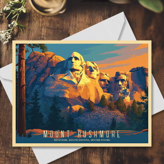 Vintage Art Mount Rushmore South Dakota USA Travel Vykort