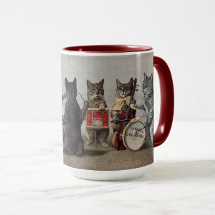 Vintage Art Music Cats Ceramic Mugg