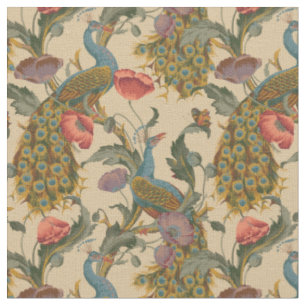 Vintage Art nouveau 1890 Peacock Mönster Tyg