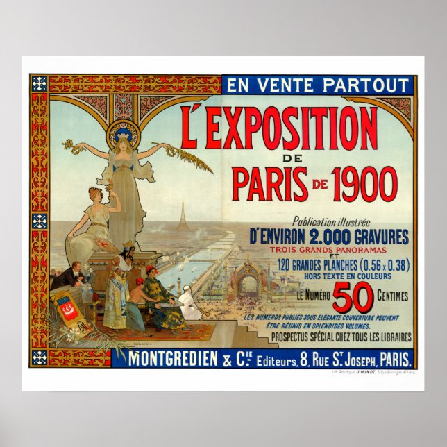 Vintage Art nouveau 1900 Paris Exposition Poster (Framsidan)