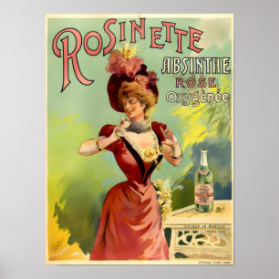 Vintage Art Nouveau Absinthe Rosinette Poster