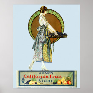 Vintage Art nouveau Adams Gum Ad av Coles Phillips Poster