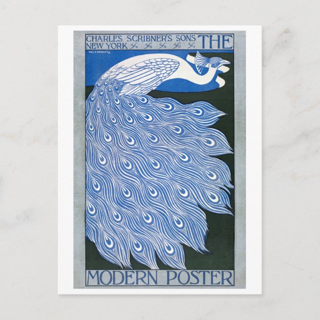 Vintage Art nouveau Advertising Poster - Peacock Vykort (Framsida)