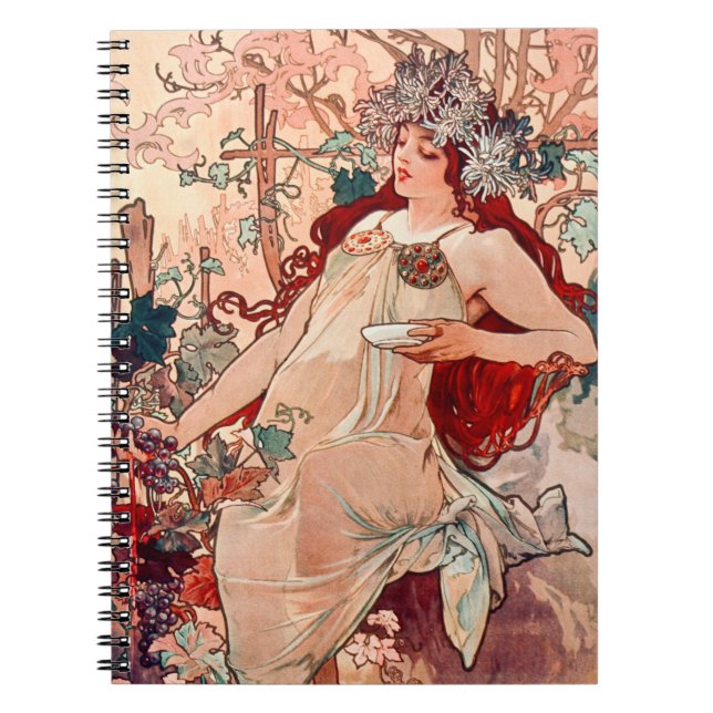 Vintage Art nouveau: Alfons Mucha Anteckningsbok (Framsidan)