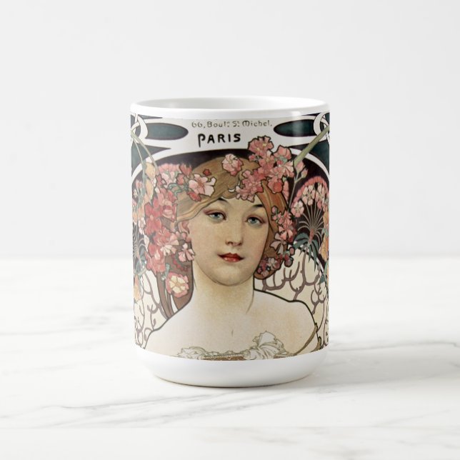 Vintage Art nouveau Alphonse Mucha Art Painting Kaffemugg (Center)