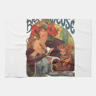 Vintage Art nouveau Alphonse Mucha Kökshandduk