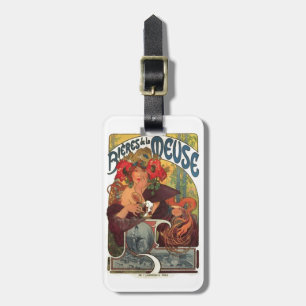 Vintage Art nouveau Alphonse Mucha Luggage Taggs Bagagebricka