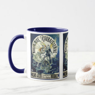 Vintage Art nouveau Älvor, Bicycle Pierrot Måne Mugg