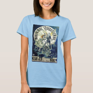 Vintage Art nouveau Älvor, Pierrot Bicycle Måne Tee Shirt