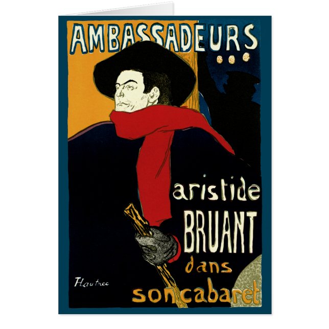 Vintage Art nouveau ambassader, Toulouse Lautrec Hälsningskort (Framsidan)