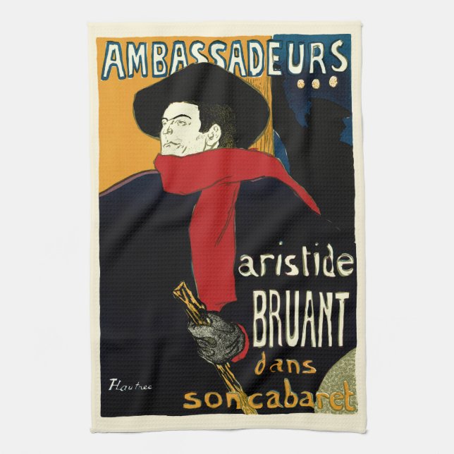 Vintage Art nouveau ambassader, Toulouse Lautrec Kökshandduk (Vertikal)