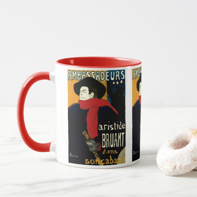 Vintage Art nouveau ambassader, Toulouse Lautrec Mugg (Med munk)