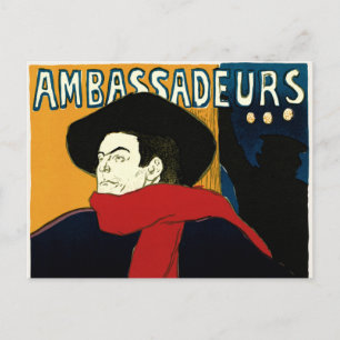 Vintage Art nouveau ambassader, Toulouse Lautrec Vykort