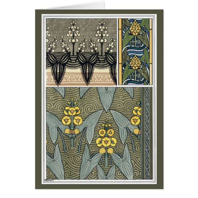 Vintage Art nouveau Arrowhad Garden Flowers Hälsningskort (Framsidan)