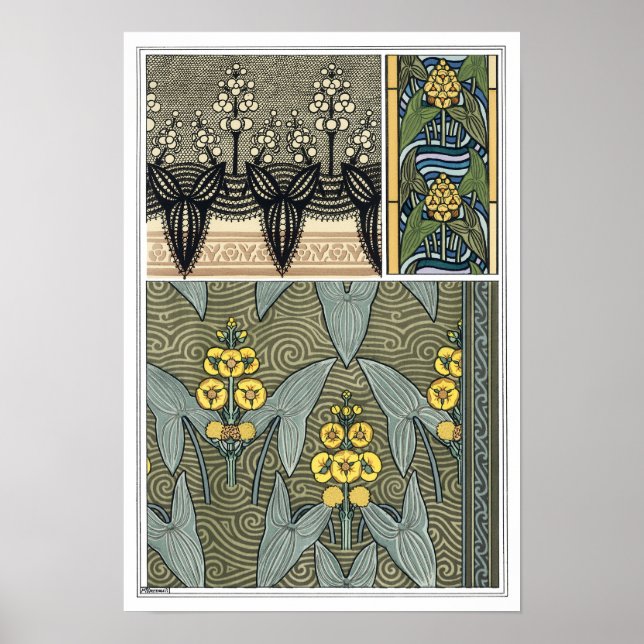 Vintage Art nouveau Arrowhad Garden Flowers Poster (Framsidan)
