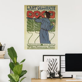 Vintage Art nouveau, artificist Painting Poppy Flo Poster