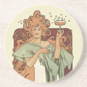 Vintage Art nouveau av Mucha, Champagne Party Underlägg