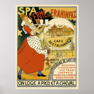 Vintage Art nouveau, Beer Pub Restaurant och Cafe Poster