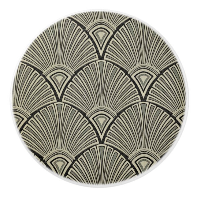 vintage,art nouveau,beige,grått,konsthugga,fransk, knopp (Framsidan)