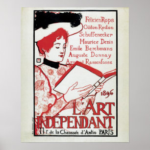 Vintage art nouveau Belgiska konsthistorien bok Poster