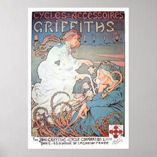 Vintage Art nouveau Bicycle Ad av H. Thiriet Poster