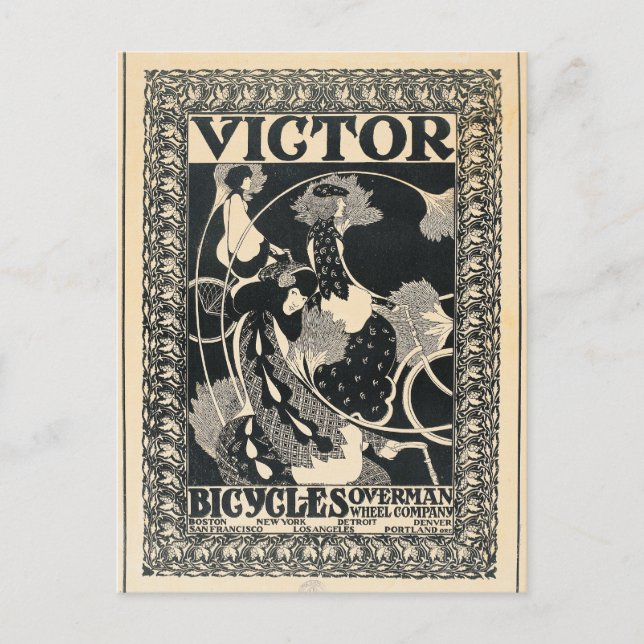 Vintage Art nouveau Bicycle Advertisch Art Vykort (Framsida)