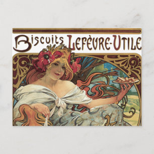 Vintage Art nouveau, Biscuits av Alphonse Mucha Vykort