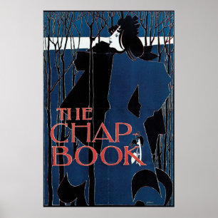 Vintage Art nouveau, Blå Dam Poster