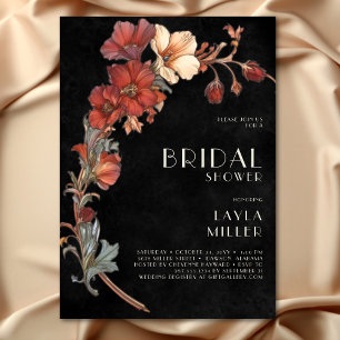Vintage Art nouveau Black Blommigt Möhippa Inbjudningar