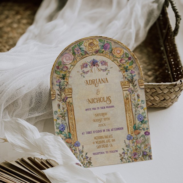 Vintage Art Nouveau Blommig Bröllop Inbjudningar (Skapare uppladdad)