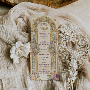 Vintage Art Nouveau Blommig Bröllop Meny