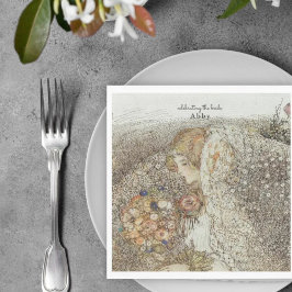 Vintage Art Nouveau Blommig Bröllopsfest Pappersservett