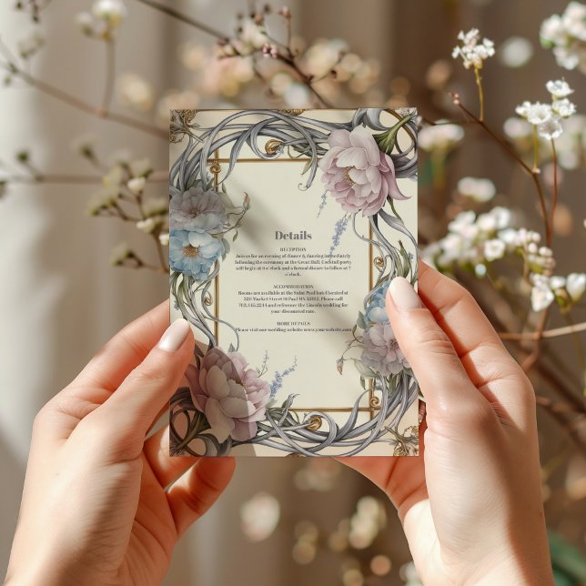 Vintage Art Nouveau Blommig Lila Bröllop Tilläggskort (Skapare uppladdad)