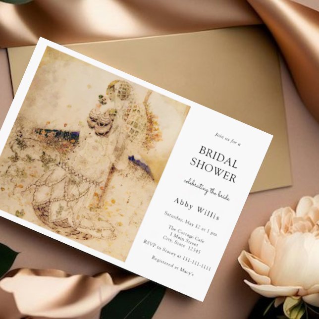 Vintage Art nouveau Blommigt Möhippa Inbjudningar (Skapare uppladdad)