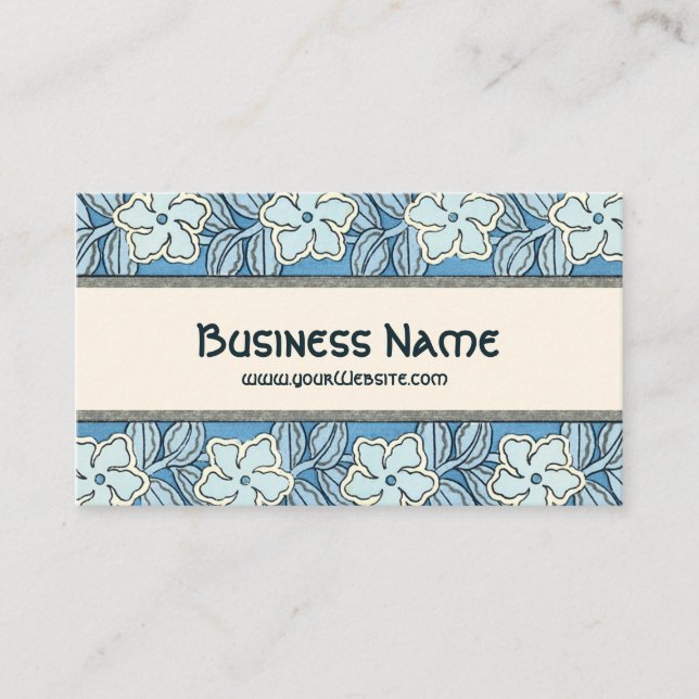 Vintage Art nouveau Blommigt Periwinkle Flowers Visitkort (Framsida)