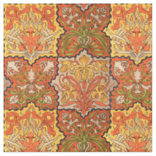 Vintage Art nouveau Blommigt "Quilt" Mönster Tyg