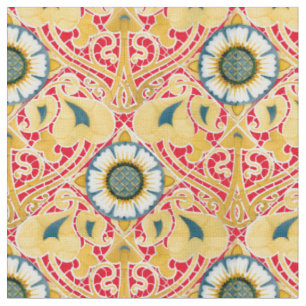 Vintage Art nouveau Blommigt Tile Mönster Tyg