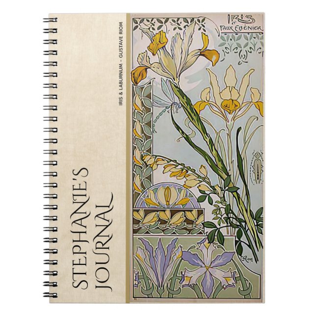 Vintage Art nouveau Blommigten Botaniska Journal Anteckningsbok (Framsidan)