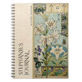 Vintage Art nouveau Blommigten Botaniska Journal Anteckningsbok