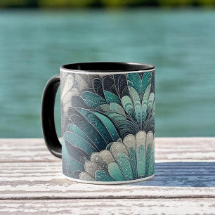 Vintage Art nouveau Blue Silver Fläkt Mugg
