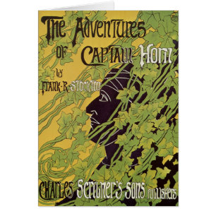 Vintage Art Nouveau-bok, Captain Horns äventyr Hälsningskort