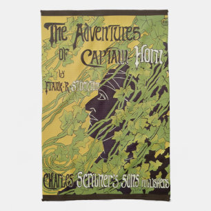 Vintage Art Nouveau-bok, Captain Horns äventyr Kökshandduk
